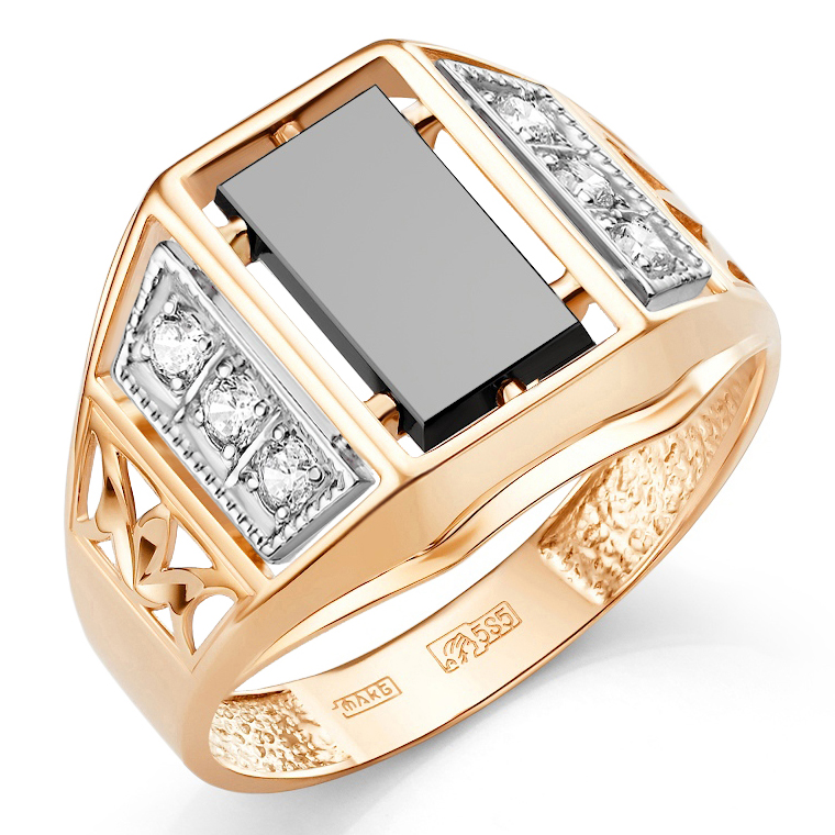 Кольцо, золото, оникс, 31-0222